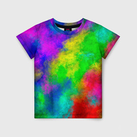 Детская футболка 3D с принтом Multicolored в Новосибирске, 100% гипоаллергенный полиэфир | прямой крой, круглый вырез горловины, длина до линии бедер, чуть спущенное плечо, ткань немного тянется | abstract | colorful | holi | neon | pattern | rainbow | texture | абстракция | граффити | дым | искусство | кислота | кислотный | краска | красочный | микс | неоновый | облака | радуга | радужный | текстура | туман | узор | холи