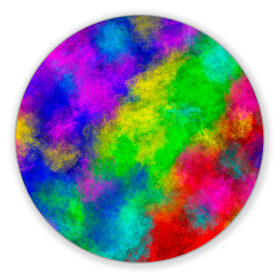 Коврик для мышки круглый с принтом Multicolored в Новосибирске, резина и полиэстер | круглая форма, изображение наносится на всю лицевую часть | Тематика изображения на принте: abstract | colorful | holi | neon | pattern | rainbow | texture | абстракция | граффити | дым | искусство | кислота | кислотный | краска | красочный | микс | неоновый | облака | радуга | радужный | текстура | туман | узор | холи