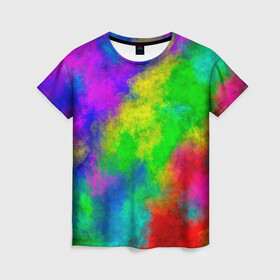 Женская футболка 3D с принтом Multicolored в Новосибирске, 100% полиэфир ( синтетическое хлопкоподобное полотно) | прямой крой, круглый вырез горловины, длина до линии бедер | abstract | colorful | holi | neon | pattern | rainbow | texture | абстракция | граффити | дым | искусство | кислота | кислотный | краска | красочный | микс | неоновый | облака | радуга | радужный | текстура | туман | узор | холи