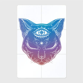 Магнитный плакат 2Х3 с принтом Просветлённый кот в Новосибирске, Полимерный материал с магнитным слоем | 6 деталей размером 9*9 см | арт | глаз | градиент | кот | кошка | мудрость | просветлённый | рисунок | третий глаз