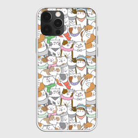 Чехол для iPhone 12 Pro Max с принтом Большая семья котиков в Новосибирске, Силикон |  | bow | cat | scarf | spots | бант | косынка | кот | полоски | пятна | улыбки | шапка | шарф