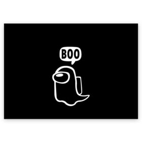 Поздравительная открытка с принтом BOO (Among Us) в Новосибирске, 100% бумага | плотность бумаги 280 г/м2, матовая, на обратной стороне линовка и место для марки
 | among | among us | boo | crewmate | game | ghost | impistor | space | us | vote | бу | буу | выживший | игра | космос | невиновный | предатель | приведение | призрак | самозванец