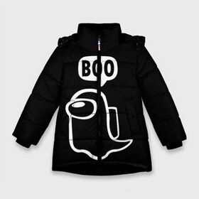 Зимняя куртка для девочек 3D с принтом BOO (Among Us) в Новосибирске, ткань верха — 100% полиэстер; подклад — 100% полиэстер, утеплитель — 100% полиэстер. | длина ниже бедра, удлиненная спинка, воротник стойка и отстегивающийся капюшон. Есть боковые карманы с листочкой на кнопках, утяжки по низу изделия и внутренний карман на молнии. 

Предусмотрены светоотражающий принт на спинке, радужный светоотражающий элемент на пуллере молнии и на резинке для утяжки. | among | among us | boo | crewmate | game | ghost | impistor | space | us | vote | бу | буу | выживший | игра | космос | невиновный | предатель | приведение | призрак | самозванец