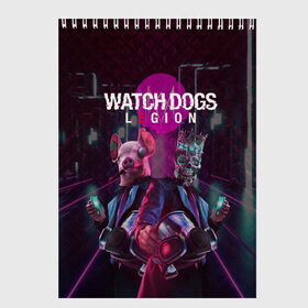 Скетчбук с принтом Watch Dogs: Legion в Новосибирске, 100% бумага
 | 48 листов, плотность листов — 100 г/м2, плотность картонной обложки — 250 г/м2. Листы скреплены сверху удобной пружинной спиралью | будущее | киберпанк | маски | череп