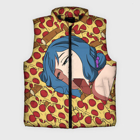 Мужской жилет утепленный 3D с принтом АХЕГАО ПИЦЦА в Новосибирске,  |  | ahegao | anime | pizza | аниме | ахегао | пицца