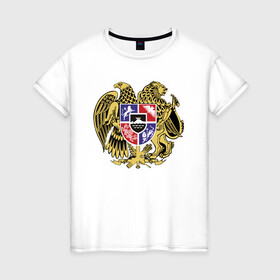 Женская футболка хлопок с принтом Армения в Новосибирске, 100% хлопок | прямой крой, круглый вырез горловины, длина до линии бедер, слегка спущенное плечо | armenia | арарат | армения | герб | горы | лев | страна | флаг | шашлык