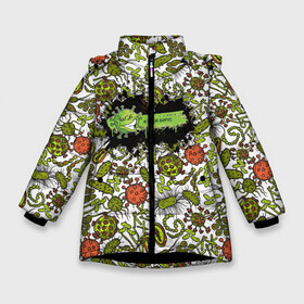 Зимняя куртка для девочек 3D с принтом COVID-19(злой вирус) в Новосибирске, ткань верха — 100% полиэстер; подклад — 100% полиэстер, утеплитель — 100% полиэстер. | длина ниже бедра, удлиненная спинка, воротник стойка и отстегивающийся капюшон. Есть боковые карманы с листочкой на кнопках, утяжки по низу изделия и внутренний карман на молнии. 

Предусмотрены светоотражающий принт на спинке, радужный светоотражающий элемент на пуллере молнии и на резинке для утяжки. | covid 19 | вирус | злой | из китая | инфекции | коронавирусной | пандемия
