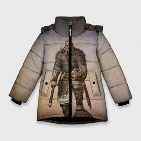 Зимняя куртка для девочек 3D с принтом СЛАВА РУСИ в Новосибирске, ткань верха — 100% полиэстер; подклад — 100% полиэстер, утеплитель — 100% полиэстер. | длина ниже бедра, удлиненная спинка, воротник стойка и отстегивающийся капюшон. Есть боковые карманы с листочкой на кнопках, утяжки по низу изделия и внутренний карман на молнии. 

Предусмотрены светоотражающий принт на спинке, радужный светоотражающий элемент на пуллере молнии и на резинке для утяжки. | Тематика изображения на принте: russia | битва | богатырь | варяг | витязь | воин | коловрат | меч | патриотизм | родина | россия | русич | русский | русь | сварог | слава | славяне | страна