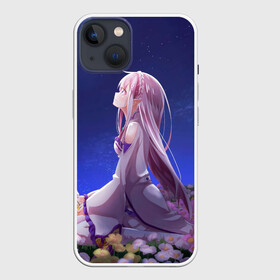 Чехол для iPhone 13 с принтом Sweet dreams of Emilia в Новосибирске,  |  | anime | dream | flowers | girls | kavai | manga | ram | re | rem | senpai | space | zero | аниме | анимэ | ахегао | зиро | космос | манга | мечты | рам | рем | сенпай | цветы