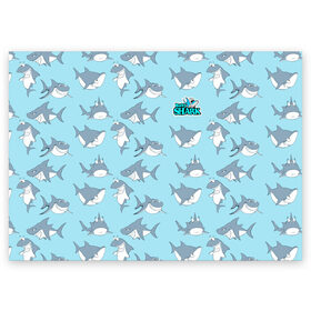 Поздравительная открытка с принтом Baby Shark в Новосибирске, 100% бумага | плотность бумаги 280 г/м2, матовая, на обратной стороне линовка и место для марки
 | baby shark | акул | детская | песенка | семью | танцевальный | флешмоб