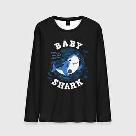 Мужской лонгслив 3D с принтом Baby shark в Новосибирске, 100% полиэстер | длинные рукава, круглый вырез горловины, полуприлегающий силуэт | baby shark | daddy shark | family shark | grandma shark | grandpa shark | mommy shark | бабушка акула | дедушка акула | мама акула | отец акула | ребенок акула | семья акул