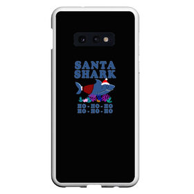 Чехол для Samsung S10E с принтом Santa shark в Новосибирске, Силикон | Область печати: задняя сторона чехла, без боковых панелей | 