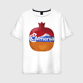 Женская футболка хлопок Oversize с принтом Армения в Новосибирске, 100% хлопок | свободный крой, круглый ворот, спущенный рукав, длина до линии бедер
 | armenia | арарат | армения | армянин | герб | горы | гранат | лев | орнамент | снг | ссср | страна | узор | флаг | шашлык
