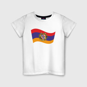 Детская футболка хлопок с принтом Армения в Новосибирске, 100% хлопок | круглый вырез горловины, полуприлегающий силуэт, длина до линии бедер | armenia | арарат | армения | армянин | герб | горы | гранат | лев | орнамент | снг | ссср | страна | узор | флаг | шашлык