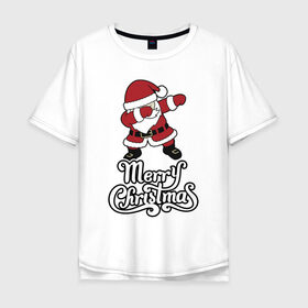 Мужская футболка хлопок Oversize с принтом Merry christmas в Новосибирске, 100% хлопок | свободный крой, круглый ворот, “спинка” длиннее передней части | 