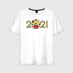 Женская футболка хлопок Oversize с принтом 2021 Pastafarian в Новосибирске, 100% хлопок | свободный крой, круглый ворот, спущенный рукав, длина до линии бедер
 | 