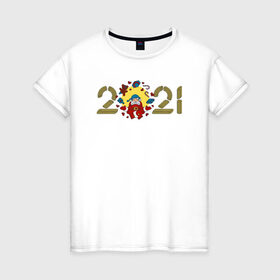 Женская футболка хлопок с принтом 2021 Pastafarian в Новосибирске, 100% хлопок | прямой крой, круглый вырез горловины, длина до линии бедер, слегка спущенное плечо | 