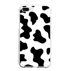 Чехол для iPhone 7Plus/8 Plus матовый с принтом Му-му в Новосибирске, Силикон | Область печати: задняя сторона чехла, без боковых панелей | абстракция | бык | кожа коровы | корова | му му | пятна | черно белое | черно белые пятна