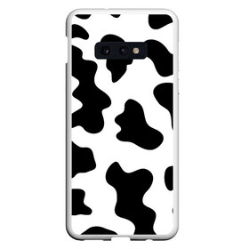 Чехол для Samsung S10E с принтом Му-му в Новосибирске, Силикон | Область печати: задняя сторона чехла, без боковых панелей | абстракция | бык | кожа коровы | корова | му му | пятна | черно белое | черно белые пятна