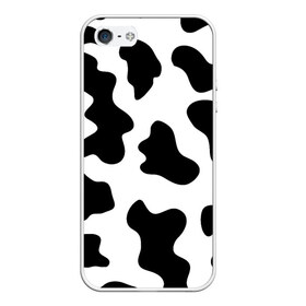 Чехол для iPhone 5/5S матовый с принтом Му-му в Новосибирске, Силикон | Область печати: задняя сторона чехла, без боковых панелей | абстракция | бык | кожа коровы | корова | му му | пятна | черно белое | черно белые пятна