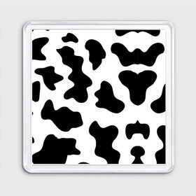Магнит 55*55 с принтом Му-му в Новосибирске, Пластик | Размер: 65*65 мм; Размер печати: 55*55 мм | абстракция | бык | кожа коровы | корова | му му | пятна | черно белое | черно белые пятна