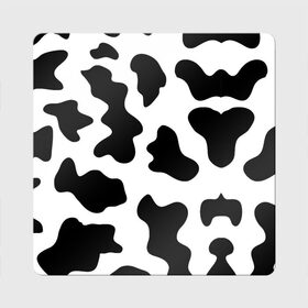 Магнит виниловый Квадрат с принтом Му-му в Новосибирске, полимерный материал с магнитным слоем | размер 9*9 см, закругленные углы | абстракция | бык | кожа коровы | корова | му му | пятна | черно белое | черно белые пятна