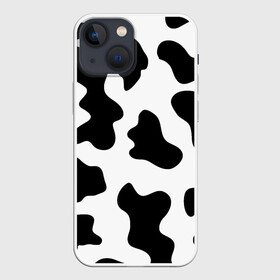Чехол для iPhone 13 mini с принтом Му му в Новосибирске,  |  | абстракция | бык | кожа коровы | корова | му му | пятна | черно белое | черно белые пятна