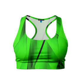 Женский спортивный топ 3D с принтом Зеленый неон в Новосибирске, 82% полиэстер, 18% спандекс Ткань безопасна для здоровья, позволяет коже дышать, не мнется и не растягивается |  | зелегь | зеленая абстракция | зеленка | зеленые линии | зеленые полосы | зеленый | зеленый неон | неон