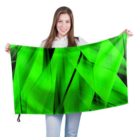 Флаг 3D с принтом Зеленый неон в Новосибирске, 100% полиэстер | плотность ткани — 95 г/м2, размер — 67 х 109 см. Принт наносится с одной стороны | зелегь | зеленая абстракция | зеленка | зеленые линии | зеленые полосы | зеленый | зеленый неон | неон