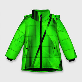 Зимняя куртка для девочек 3D с принтом Зеленый неон в Новосибирске, ткань верха — 100% полиэстер; подклад — 100% полиэстер, утеплитель — 100% полиэстер. | длина ниже бедра, удлиненная спинка, воротник стойка и отстегивающийся капюшон. Есть боковые карманы с листочкой на кнопках, утяжки по низу изделия и внутренний карман на молнии. 

Предусмотрены светоотражающий принт на спинке, радужный светоотражающий элемент на пуллере молнии и на резинке для утяжки. | зелегь | зеленая абстракция | зеленка | зеленые линии | зеленые полосы | зеленый | зеленый неон | неон