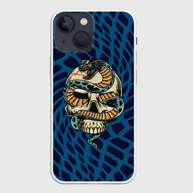 Чехол для iPhone 13 mini с принтом SnakeSkull Змея и череп в Новосибирске,  |  | fangs | jaw | orbits | skull | snake | sting | teeth | глазницы | жало | змея | зубы | клыки | пасть | череп