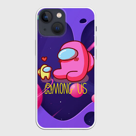 Чехол для iPhone 13 mini с принтом Among Us Love в Новосибирске,  |  | among | among us | game | steam | амонг | амонг юс | амонк | в космосе | игра | космонавт | космонафт | космос | мафия | пират | предатель | предатель среди нас | среди нас | человечки | эймонг | эмонг