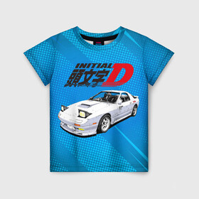 Детская футболка 3D с принтом INITIAL D. в Новосибирске, 100% гипоаллергенный полиэфир | прямой крой, круглый вырез горловины, длина до линии бедер, чуть спущенное плечо, ткань немного тянется | initial d | аниме | гонки | инициал ди | король дрифта | уличные гонки | фильм