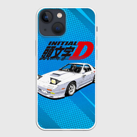 Чехол для iPhone 13 mini с принтом Initial D машина на голубом фоне в Новосибирске,  |  | initial d | аниме | гонки | инициал ди | король дрифта | уличные гонки | фильм