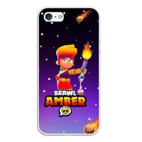 Чехол для iPhone 5/5S матовый с принтом BRAWL STARS AMBER в Новосибирске, Силикон | Область печати: задняя сторона чехла, без боковых панелей | 8 bit | amber | brawl stars | colette | crow | gale | leon | max | mecha | mecha crow | mr.p | sally leon | shark | tara | virus 8 bit | werewolf leon | акула | амбер | берли | бравл старс | ворон | коллет | макс | оборотень