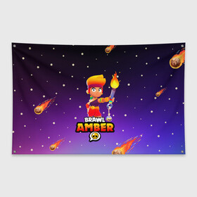 Флаг-баннер с принтом BRAWL STARS AMBER в Новосибирске, 100% полиэстер | размер 67 х 109 см, плотность ткани — 95 г/м2; по краям флага есть четыре люверса для крепления | 8 bit | amber | brawl stars | colette | crow | gale | leon | max | mecha | mecha crow | mr.p | sally leon | shark | tara | virus 8 bit | werewolf leon | акула | амбер | берли | бравл старс | ворон | коллет | макс | оборотень