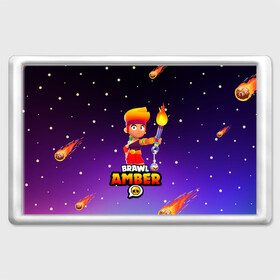 Магнит 45*70 с принтом BRAWL STARS AMBER. в Новосибирске, Пластик | Размер: 78*52 мм; Размер печати: 70*45 | Тематика изображения на принте: 8 bit | amber | brawl stars | colette | crow | gale | leon | max | mecha | mecha crow | mr.p | sally leon | shark | tara | virus 8 bit | werewolf leon | акула | амбер | берли | бравл старс | ворон | коллет | макс | оборотень