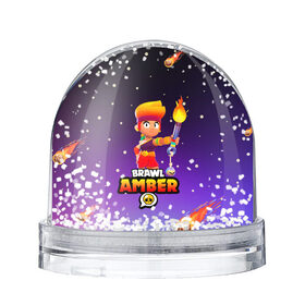 Снежный шар с принтом BRAWL STARS AMBER. в Новосибирске, Пластик | Изображение внутри шара печатается на глянцевой фотобумаге с двух сторон | 8 bit | amber | brawl stars | colette | crow | gale | leon | max | mecha | mecha crow | mr.p | sally leon | shark | tara | virus 8 bit | werewolf leon | акула | амбер | берли | бравл старс | ворон | коллет | макс | оборотень