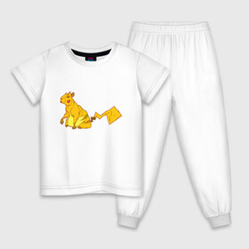 Детская пижама хлопок с принтом Пикачу в Новосибирске, 100% хлопок |  брюки и футболка прямого кроя, без карманов, на брюках мягкая резинка на поясе и по низу штанин
 | Тематика изображения на принте: аниме | капибара | пикачу | покемон | покемоны
