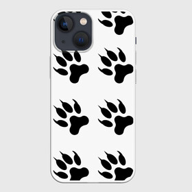 Чехол для iPhone 13 mini с принтом Лапы медведя в Новосибирске,  |  | Тематика изображения на принте: лапы белого медведя | лапы бурого медведя | лапы медведя вектор | лапы медведя рисунок | отпечаток лапы медведя | паттерн лапы медведя | след лапы медведя | эскиз лапы медведя