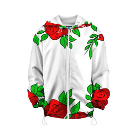 Детская куртка 3D с принтом Scarlet Roses в Новосибирске, 100% полиэстер | застежка — молния, подол и капюшон оформлены резинкой с фиксаторами, по бокам — два кармана без застежек, один потайной карман на груди, плотность верхнего слоя — 90 г/м2; плотность флисового подклада — 260 г/м2 | fashion flowers | fashion girl | love | букет | бутоны | жена | красные цветы | лепестки | летние | лето | листья | лучшая | люблю | мама | подарок | природа | растения | розочка | розы | сюрприз | узор | цветок | цветочки
