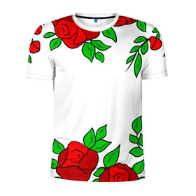 Мужская футболка 3D спортивная с принтом Scarlet Roses в Новосибирске, 100% полиэстер с улучшенными характеристиками | приталенный силуэт, круглая горловина, широкие плечи, сужается к линии бедра | Тематика изображения на принте: fashion flowers | fashion girl | love | букет | бутоны | жена | красные цветы | лепестки | летние | лето | листья | лучшая | люблю | мама | подарок | природа | растения | розочка | розы | сюрприз | узор | цветок | цветочки