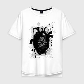 Мужская футболка хлопок Oversize с принтом сердце в Новосибирске, 100% хлопок | свободный крой, круглый ворот, “спинка” длиннее передней части | Тематика изображения на принте: 2020 | абстракция | граффити | стиль | тренд | уличный стиль | урбан