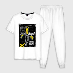 Мужская пижама хлопок с принтом African banana в Новосибирске, 100% хлопок | брюки и футболка прямого кроя, без карманов, на брюках мягкая резинка на поясе и по низу штанин
 | Тематика изображения на принте: 2020 | абстракция | граффити | стиль | тренд | уличный стиль | урбан