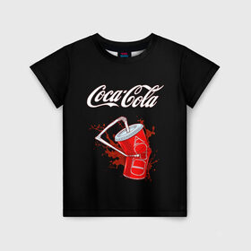 Детская футболка 3D с принтом Coca Cola в Новосибирске, 100% гипоаллергенный полиэфир | прямой крой, круглый вырез горловины, длина до линии бедер, чуть спущенное плечо, ткань немного тянется | coca cola | газировка | кола | лето | лимонад | свежесть | стакан