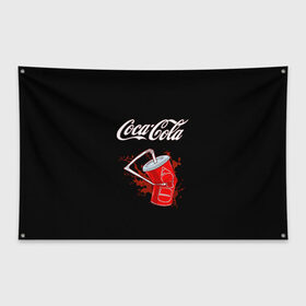 Флаг-баннер с принтом Coca Cola в Новосибирске, 100% полиэстер | размер 67 х 109 см, плотность ткани — 95 г/м2; по краям флага есть четыре люверса для крепления | coca cola | газировка | кола | лето | лимонад | свежесть | стакан