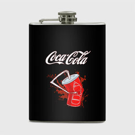 Фляга с принтом Coca Cola в Новосибирске, металлический корпус | емкость 0,22 л, размер 125 х 94 мм. Виниловая наклейка запечатывается полностью | coca cola | газировка | кола | лето | лимонад | свежесть | стакан