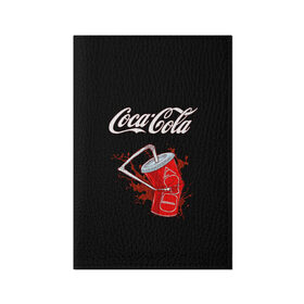 Обложка для паспорта матовая кожа с принтом Coca Cola в Новосибирске, натуральная матовая кожа | размер 19,3 х 13,7 см; прозрачные пластиковые крепления | Тематика изображения на принте: coca cola | газировка | кола | лето | лимонад | свежесть | стакан