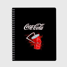 Тетрадь с принтом Coca Cola в Новосибирске, 100% бумага | 48 листов, плотность листов — 60 г/м2, плотность картонной обложки — 250 г/м2. Листы скреплены сбоку удобной пружинной спиралью. Уголки страниц и обложки скругленные. Цвет линий — светло-серый
 | Тематика изображения на принте: coca cola | газировка | кола | лето | лимонад | свежесть | стакан