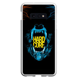 Чехол для Samsung S10E с принтом HARD CORE в Новосибирске, Силикон | Область печати: задняя сторона чехла, без боковых панелей | голова животного | зубы | клыки | оскал | хард кор | череп | эпичная надпись